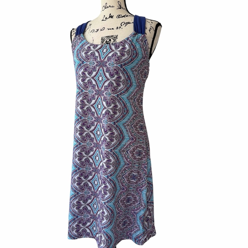 PrAna Paisley Geometric Cross-Back Dress Built Bra Mandala Sz XL Quinn Casual - Picture 4 of 11